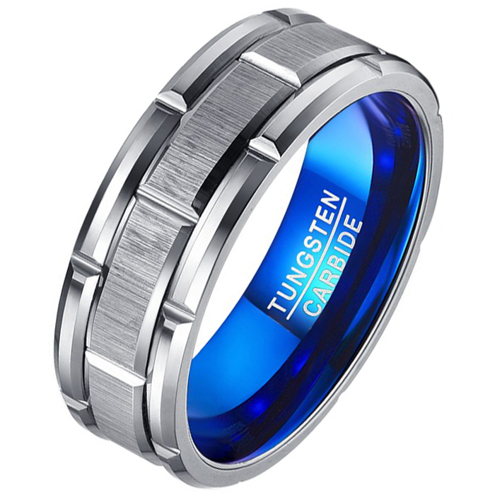 Wolfraam heren ring Horizontale Groeven afbeelding 1