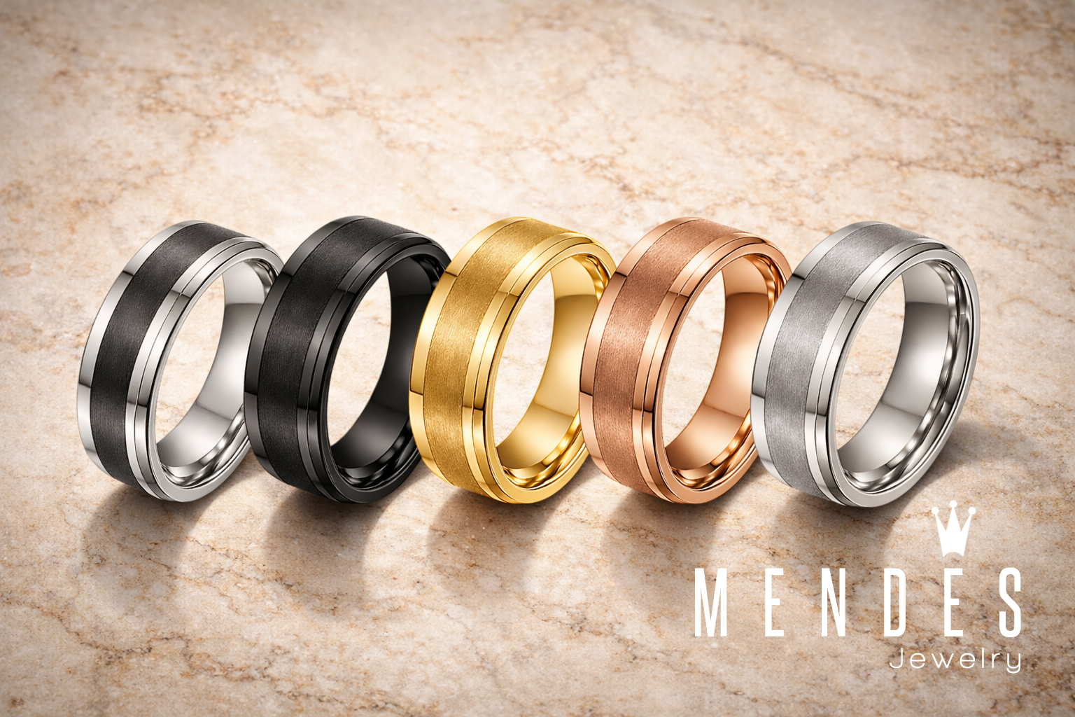 Wolfraam heren ring zwart geborstelde streep 8mm-23mm afbeelding 3