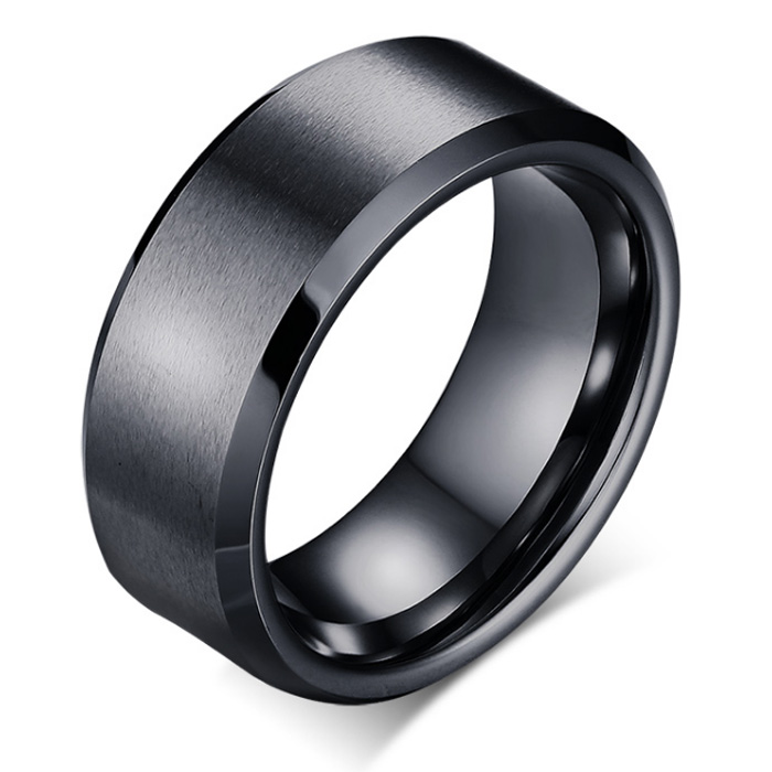 Wolfraam herenring 8mm Zwart-20mm afbeelding 3