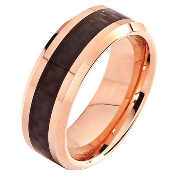 Mendes Wolfraam Ring Carbon Fiber Rose Zwart 8Mm mendes kopen in de aanbieding