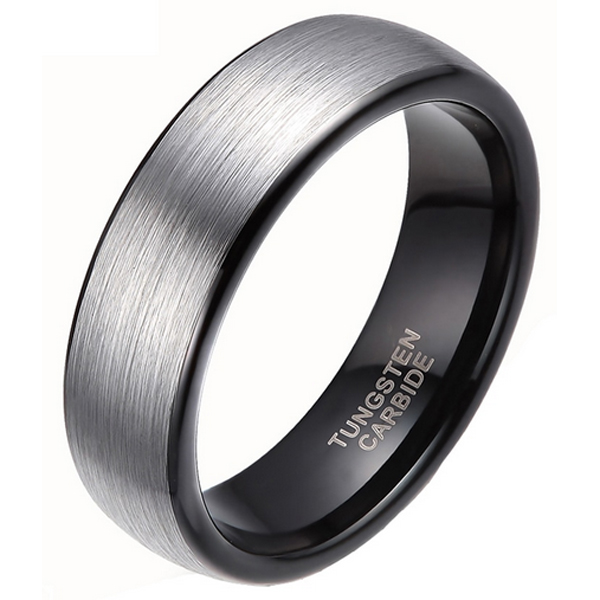 Mendes Wolfraam Ring Geborsteld Zilver Met Zwart 6Mm mendes kopen in de aanbieding