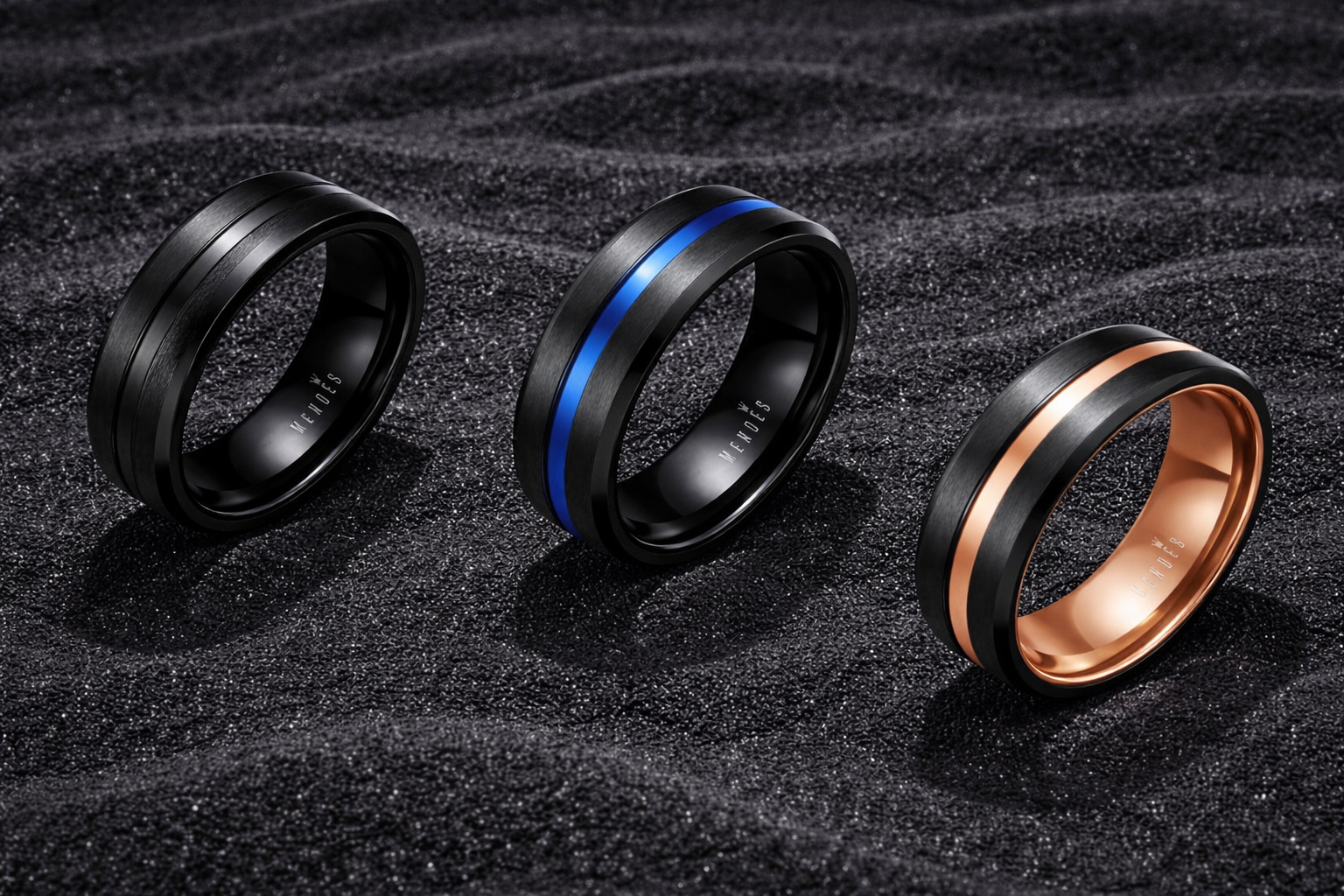 Wolfraam heren ring Zwart met Rose 8mm-19mm afbeelding 3