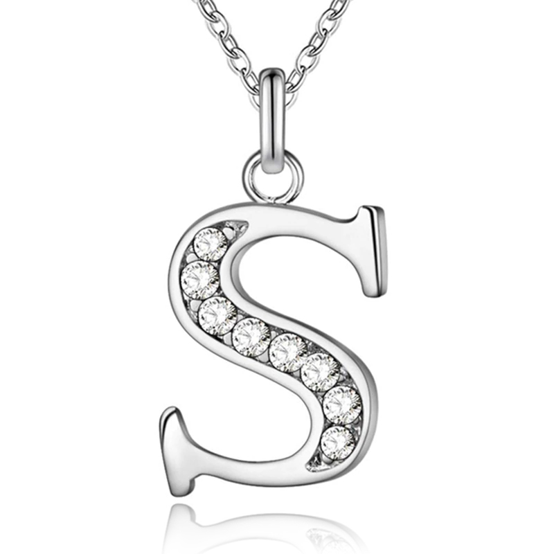 Zilverkleurige Letter S Dames Ketting met Zirkonia afbeelding