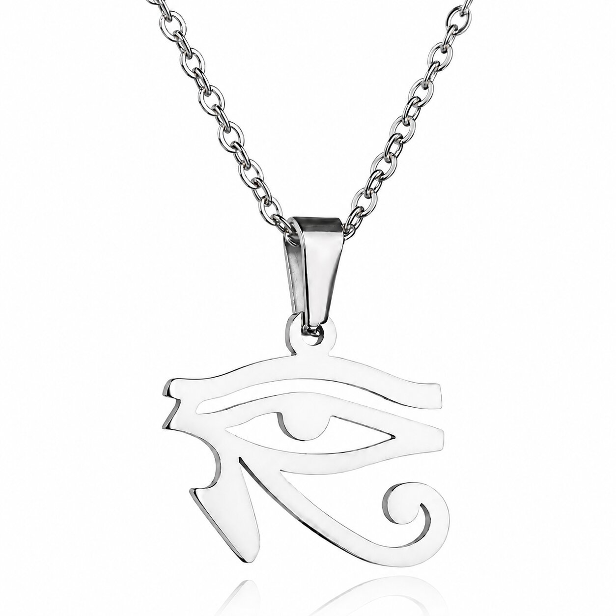 Zilverkleurige dames ketting Edelstaal Oog van Horus