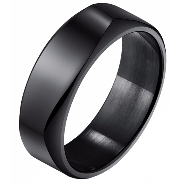 Zwarte Mendes heren ring gepolijst Staal-17mm afbeelding 3