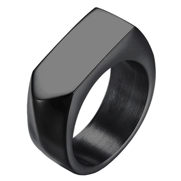Zwarte stalen zegelring Mendes Jewelry-21mm afbeelding 3